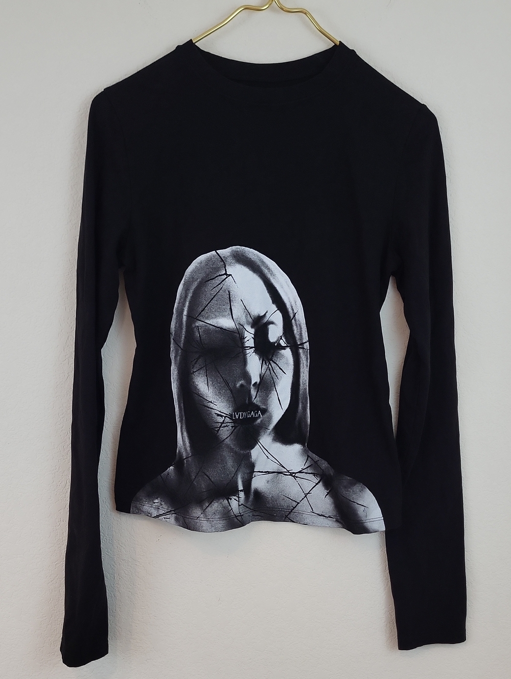 Lady Gaga Mayhem Broken Glass Fitted Longsleeve T-Shirt Size XL
